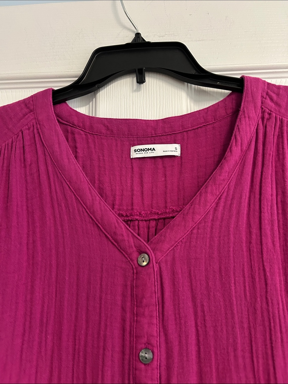 Sonoma Magenta Button-Front Midi Dress. WORN ONCE - Picture 4 of 11